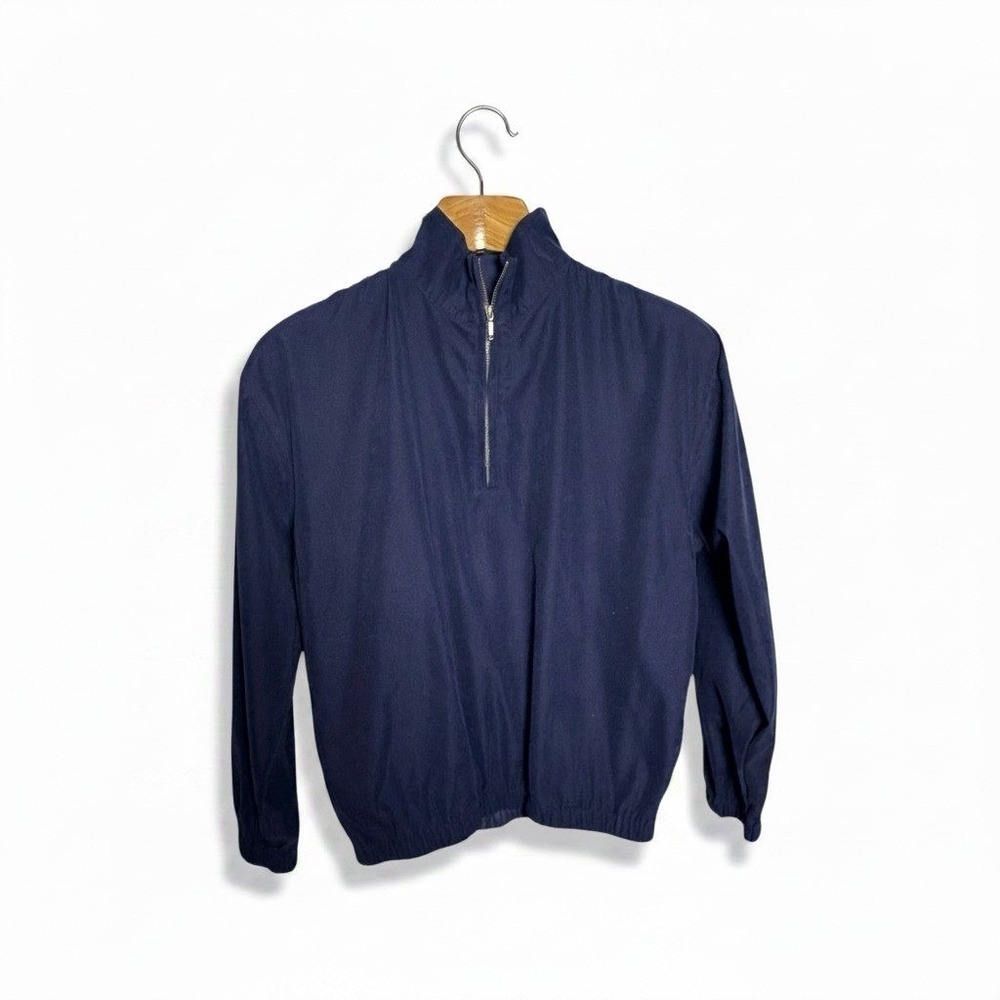 Eddie Bauer Golf Womens XS Navy Blue Quarter Zip Pullover Mock Neck Windshirt